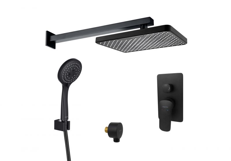 Душевой комплект встраиваемый Aquatek ВЕГА, черный матовый AQ1072MB