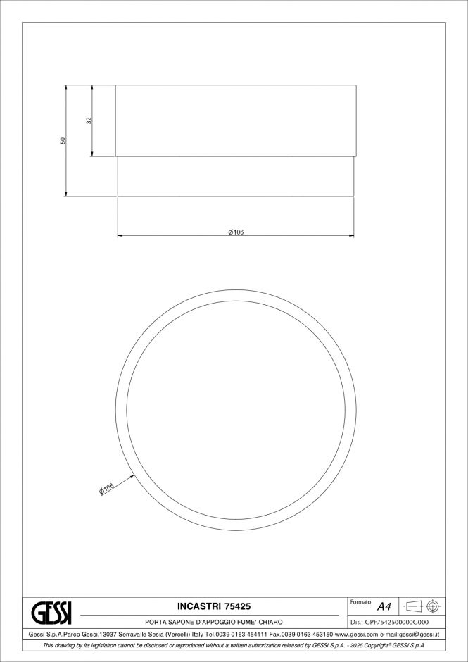 Мыльница Gessi Incastri Light Smoke 75425 круглая ФОТО