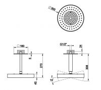 Верхний душ Gessi Incastri 63072 потолочный схема 2