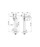 Смеситель для ванны Gessi Perle 74029 напольный с ручным душем и переключателем с металлическим вентилем схема 2