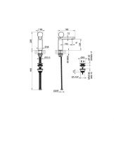 Смеситель для раковины Gessi Perle 74051 низкий с донным клапаном с металлическим вентилем схема 2