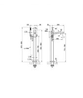 Смеситель для ванны Gessi Perle 74229 напольный с ручным душем и переключателем с вентилем из муранского стекла Sfaccettato схема 2