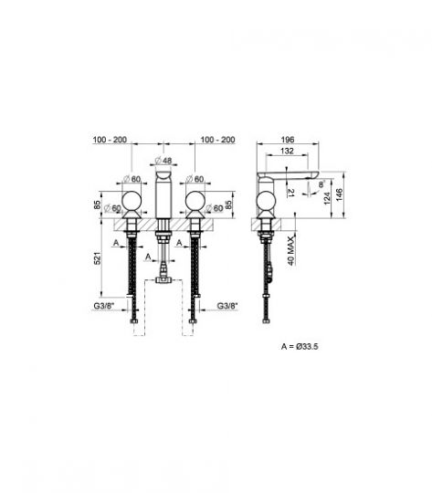 Смеситель для раковины Gessi Perle 74335 без донного клапана с вентилями-сферами из камня Onyx Cola схема 2 Смеситель для раковины Gessi Perle 74335 без донного клапана с вентилями-сферами из камня Onyx Cola схема 2