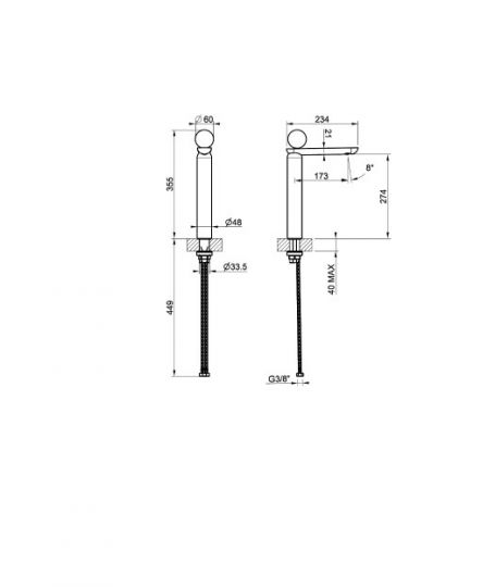 Смеситель для раковины Gessi Perle 74504 высокий без донного клапана с вентилем из камня Onyx Green схема 2 Смеситель для раковины Gessi Perle 74504 высокий без донного клапана с вентилем из камня Onyx Green схема 2