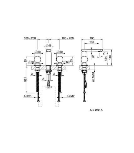 Смеситель для раковины Gessi Perle 74565 без донного клапана с вентилями-сферами из камня Onyx Green и муранского стекла Pulegoso схема 2