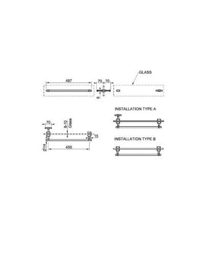 Полотенцедержатель Gessi Jacqueline 77513 45 см металлический для крепления на стекло схема 13