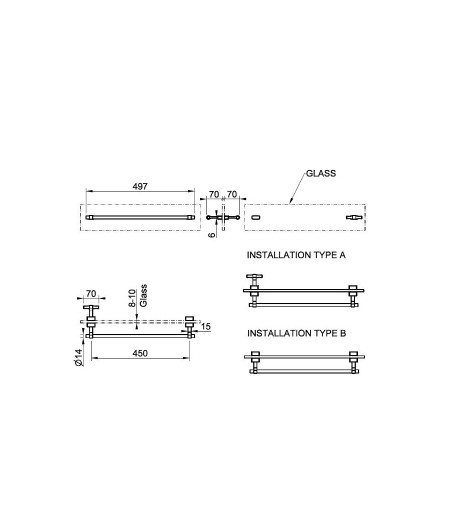 Полотенцедержатель Gessi Jacqueline 77613 под дерево 45 см для крепления на стекло схема 13