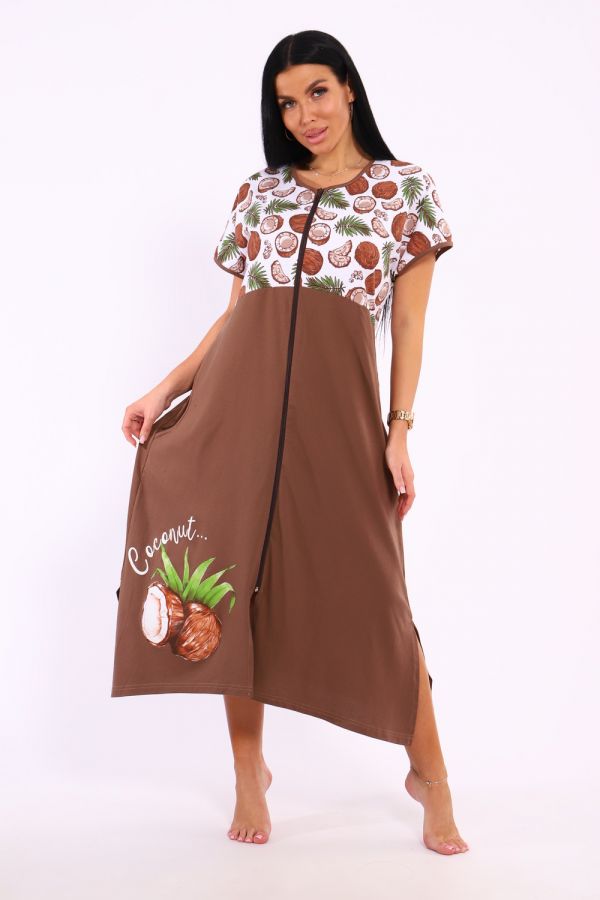 Халат на молнии Кокос [коричневый]
