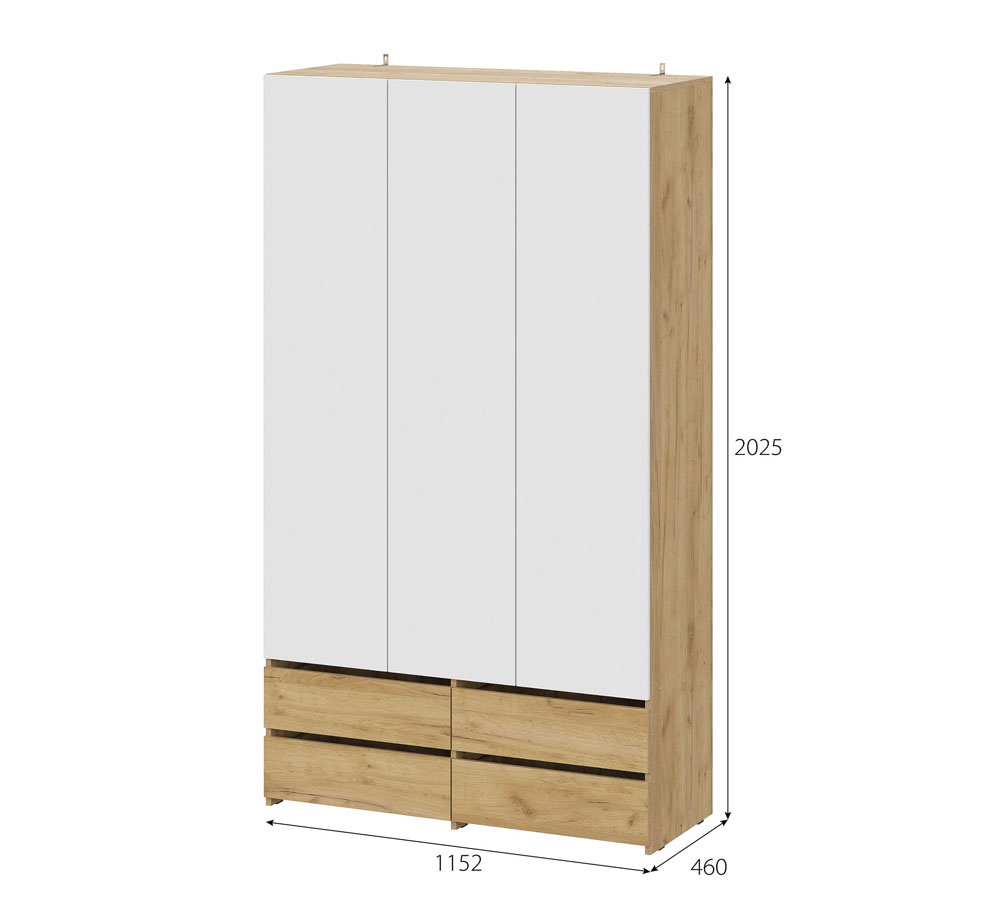 Шкаф 3х ств с ящиками Абрау