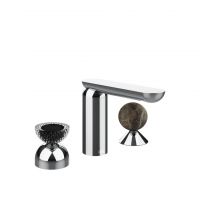Смеситель для раковины Gessi Perle 74718 без донного клапана с вентилем-полусферой из муранского стекла Balloton и вентилем-сферой из мрамора Emperador Dark схема 6