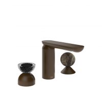 Смеситель для раковины Gessi Perle 74718 без донного клапана с вентилем-полусферой из муранского стекла Balloton и вентилем-сферой из мрамора Emperador Dark схема 8