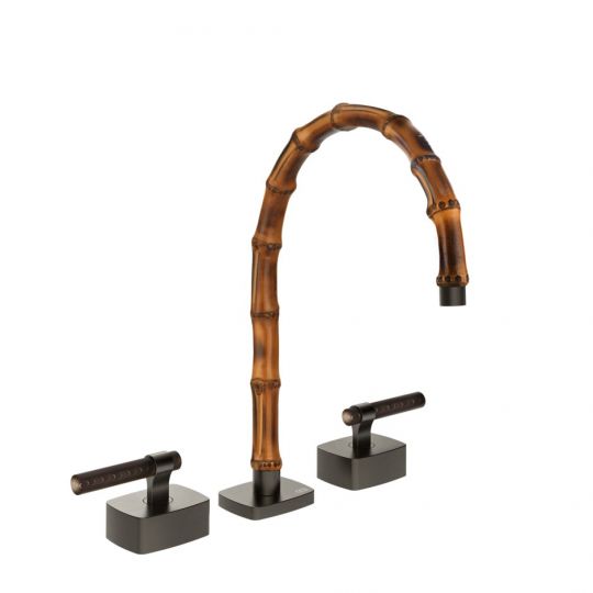 Смеситель для раковины Gessi Jacqueline 77215 со средним изливом и Г-образным вентилем под дерево схема 1