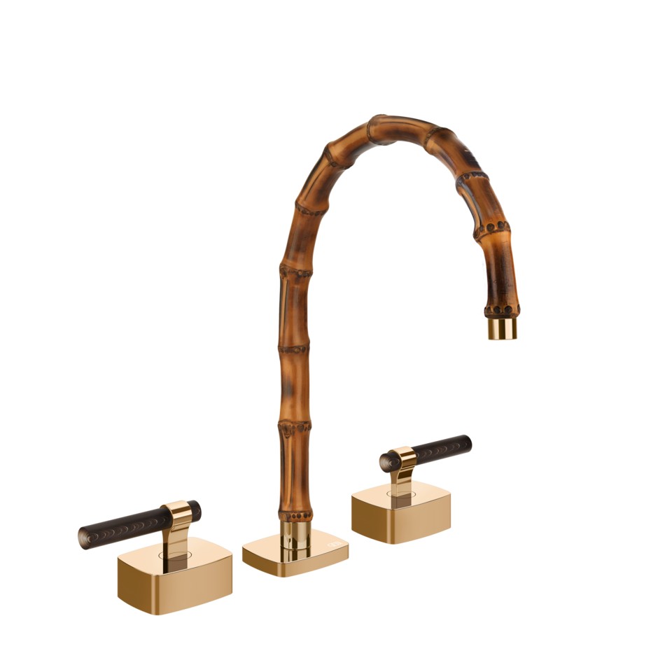 Смеситель для раковины Gessi Jacqueline 77215 со средним изливом и Г-образным вентилем под дерево