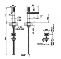Смеситель для раковины Gessi Incastri 75051 с донным клапаном высота 21,2 см схема 2