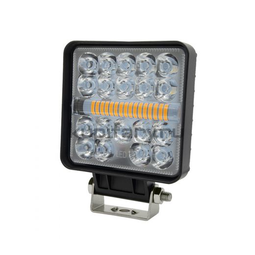 Светодиодная фара квадратная 16 Ватт белый-дальний желтый-полоса 12/24 Вольт желтый строб FR1830