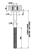 Излив Gessi Incastri 75199 потолочный высота 26-200 см схема 2