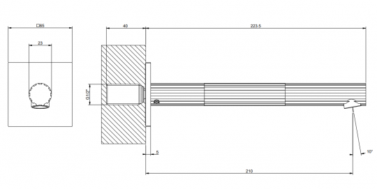 Излив встраиваемый Gessi Incastri 75102 длина 22,3 cм схема 2