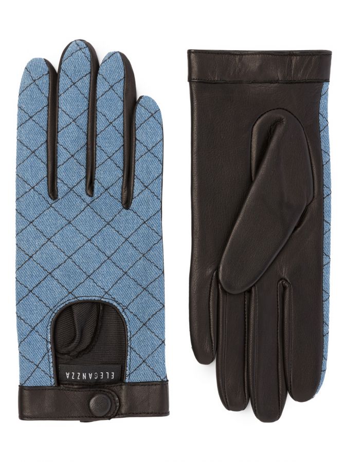Перчатки женские ш/п IS01177 l.blue jeans/black ELEGANZZA
