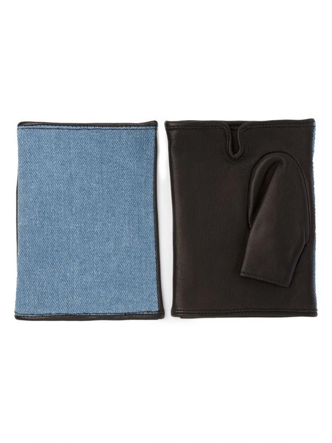 Перчатки женские ш/п 00400 l.blue jeans/black ELEGANZZA
