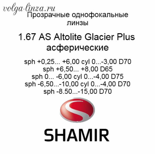 Shamir Altolite 1.67  AS Glacier Plus