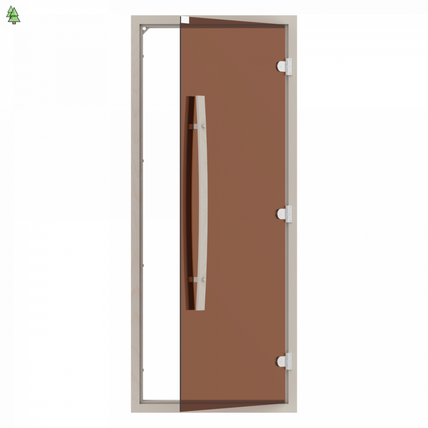 SAWO Дверь 8/19, бронза с порогом, осина, изогнутая ручка, 742-4SGA