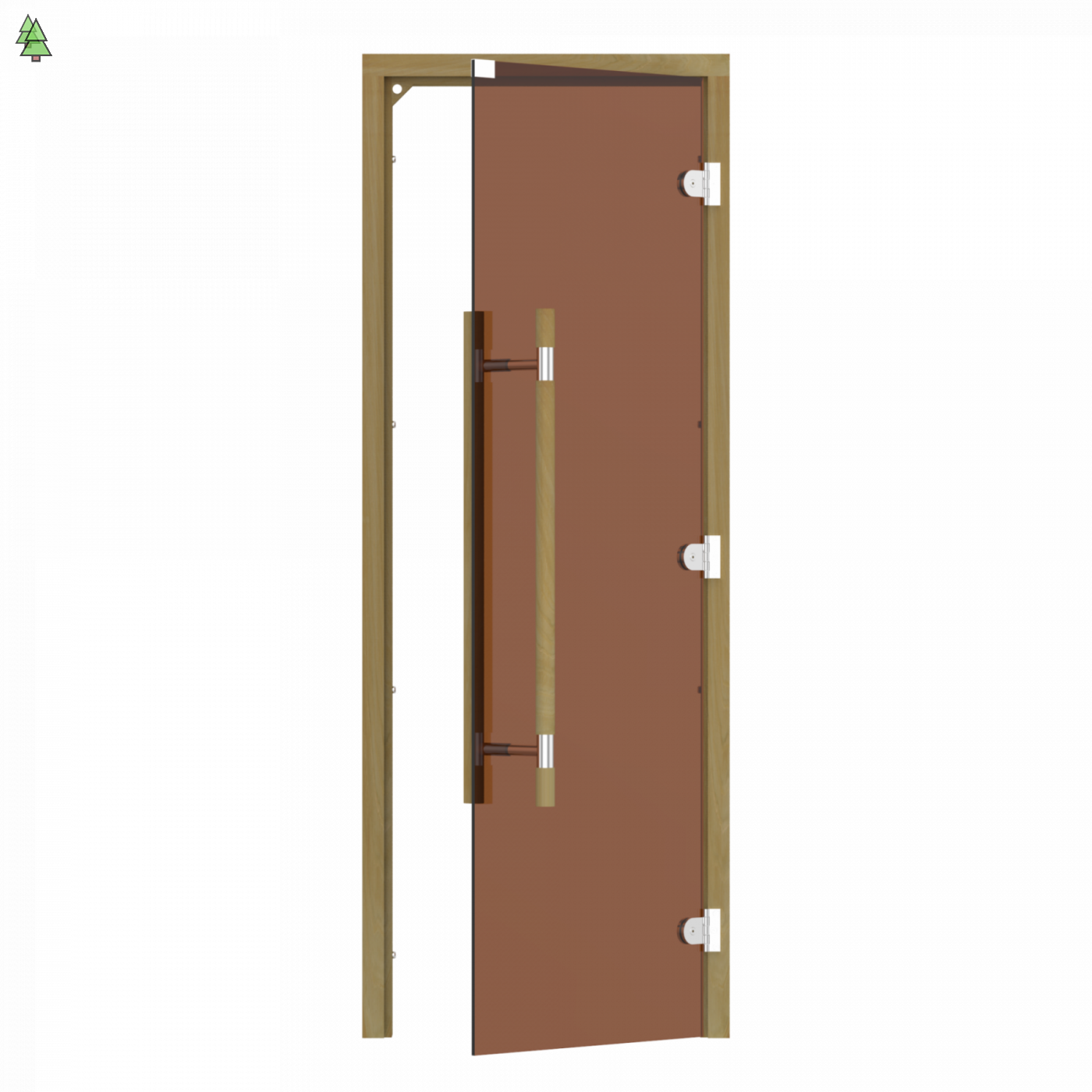 SAWO Дверь 7/19, бронза, правая, без порога, кедр, прямая ручка с металлической вставкой, 741-3SGD-R
