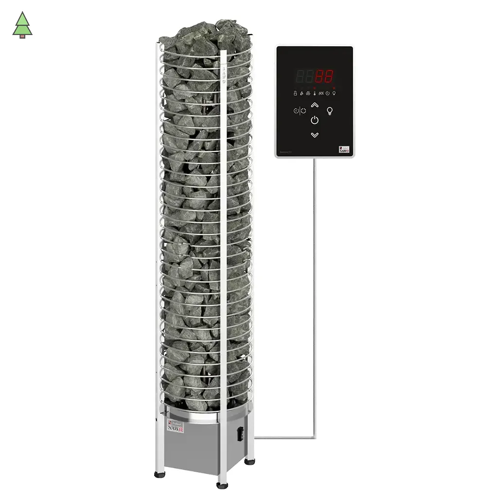 Электрическая печь SAWO TOWER TH3-35Ni2-P (3,5 кВт, нержавейка), выносной пульт (встроенный блок мощности, пульт покупается отдельно)