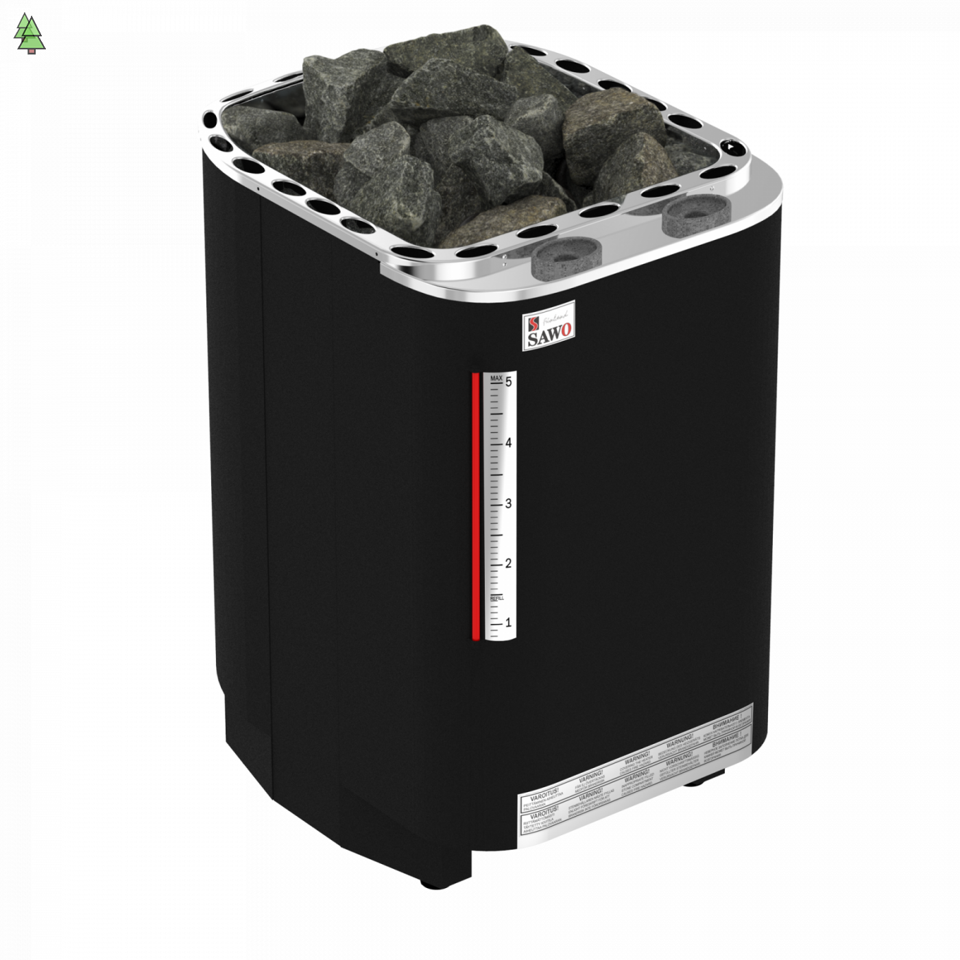 SAWO Электрическая печь Savonia напольная со встр. парогенератором, 10,5 кВт, нерж. сталь, фибропокрытие, черная, выносной пульт (пульт и блок мощности докупаются отдельно)