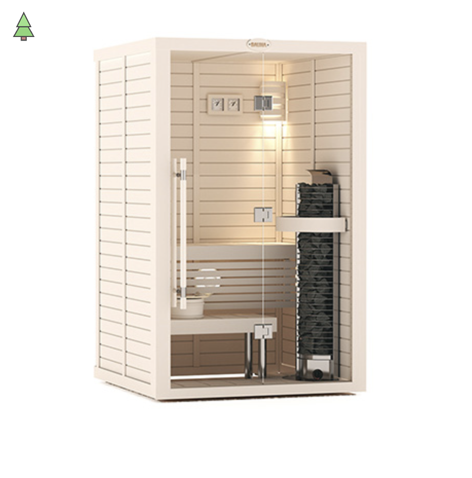 Сауна в сборе SAWO 1414RS-CS-G (1,4м х 1,4м, ель, полностью стеклянная стена, дизайн Classic, правая)