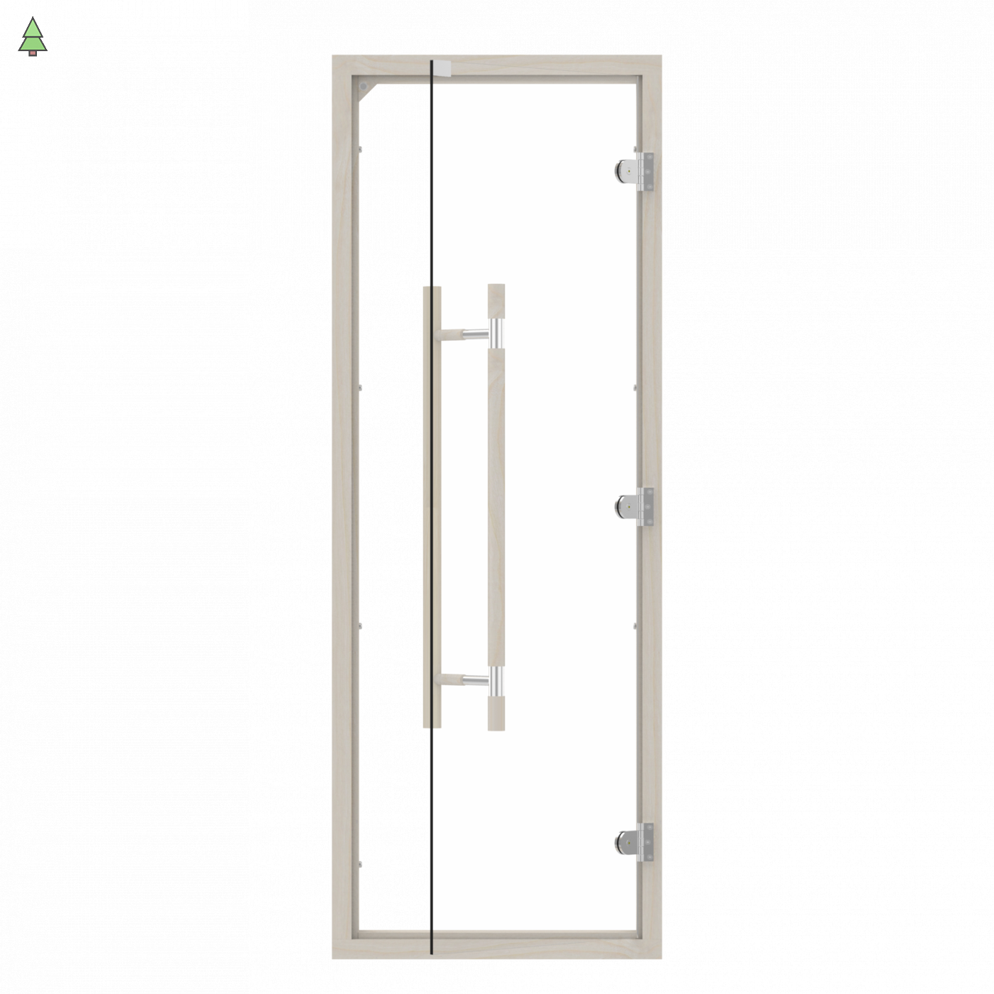 SAWO Дверь 7/19, прозрачная, осина, прямая ручка с металлической вставкой, 741-4SCA-3