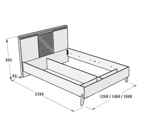 Кровать с ножками 1400 Ольга 3 Дуб коми