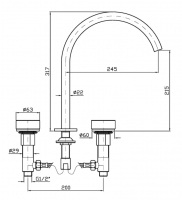 Смеситель для раковины Zucchetti Isy22 ZIS4341.C50 излив 24,5 см схема 2 Смеситель для раковины Zucchetti Isy22 ZIS4341.C50 излив 24,5 см схема 2