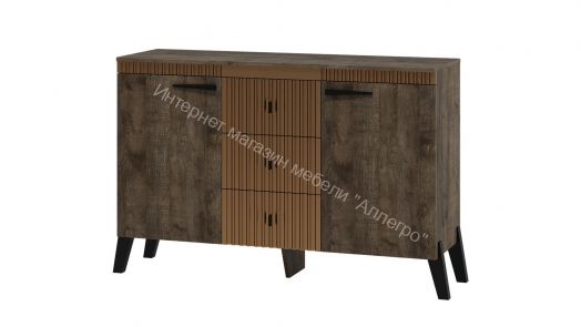 Комод с ножками Ольга 3 Дуб коми, лофт голден пэлас