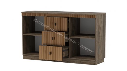 Комод на цоколе Ольга 3 Дуб коми, лофт голден пэлас