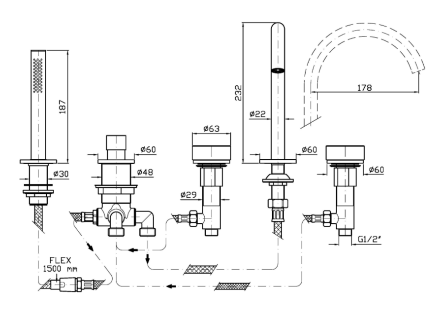 Смеситель на борт ванны Zucchetti Isy22 ZIS6533.C51 ФОТО