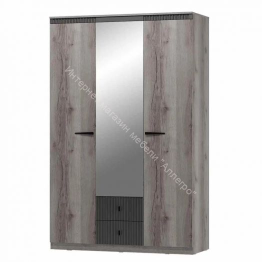 Шкаф трехдверный на цоколе Ольга 3  Дуб делано серый
