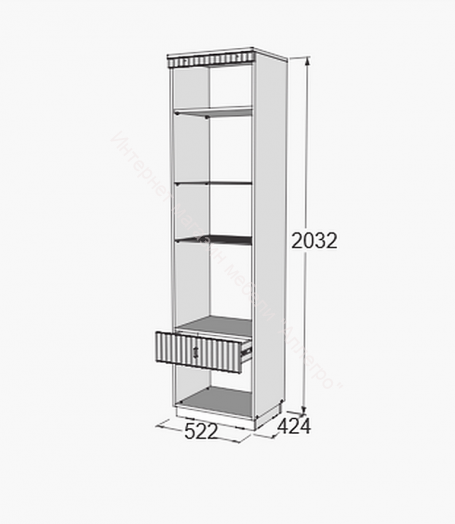 Шкаф витрина пенал на цоколе Ольга 3 Дуб делано серый