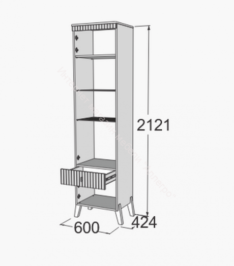 Шкаф витрина пенал с ножками Ольга 3 Дуб коми