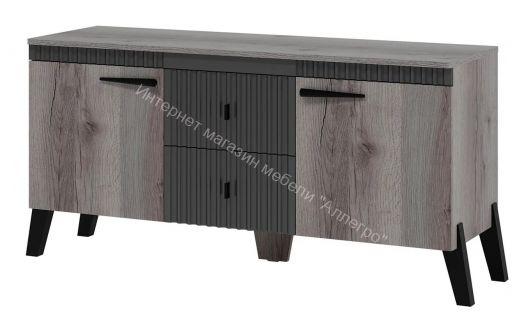 Тумба ТВ с ножками Ольга 3 Дуб делано серый