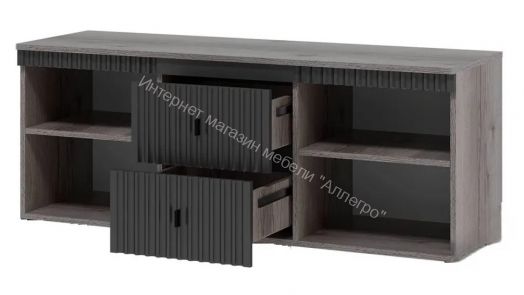 Тумба ТВ на цоколе Ольга 3 Дуб делано серый