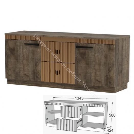 Тумба ТВ на цоколе Ольга 3 Дуб коми