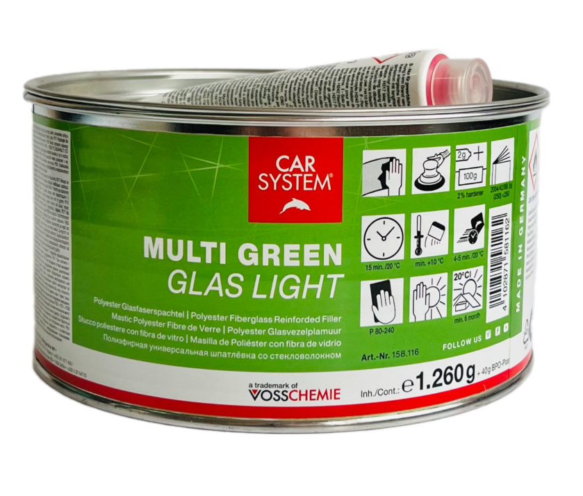 Шпатлевка 2К полиэфирная "Multi Green Glas Light" зелен. (1,3 кг)