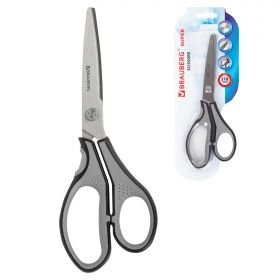 Ножницы BRAUBERG «SUPER», 210 мм, серо-черные, 2-х сторонняя заточка, эргономичные ручки, 237296