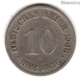 Германия 10 пфеннигов 1908 D