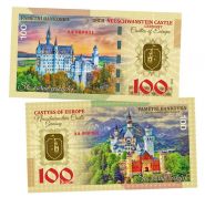 100 крон - Neuschwanstein Castle. Замки Европы. UNСB. Памятная банкнота. UNC (БМ) Msh Oz