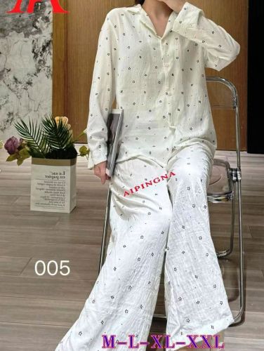 Пижама хлопок с брюками  AIPINGNA 005(молочный в цветочки)