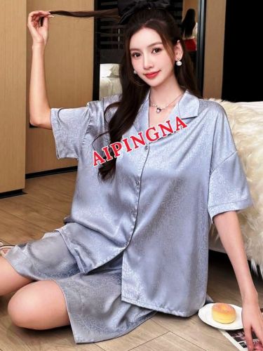 Пижама шелк  с шортами AIPINGNA 5806 (серебро)
