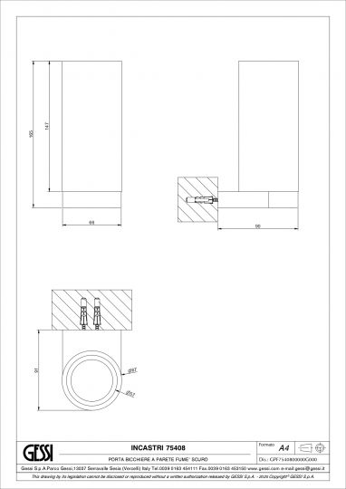 Стакан Gessi Incastri Dark Smoke 75408 настенный схема 16 Стакан Gessi Incastri Dark Smoke 75408 настенный схема 16