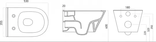 Унитаз подвесной с функцией биде без сиденья Boheme Avva 972-2 торнадо схема 3