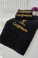 14418/10 Знаки зодиака полотенце махровое плотность 350гр [черный+скорпион]